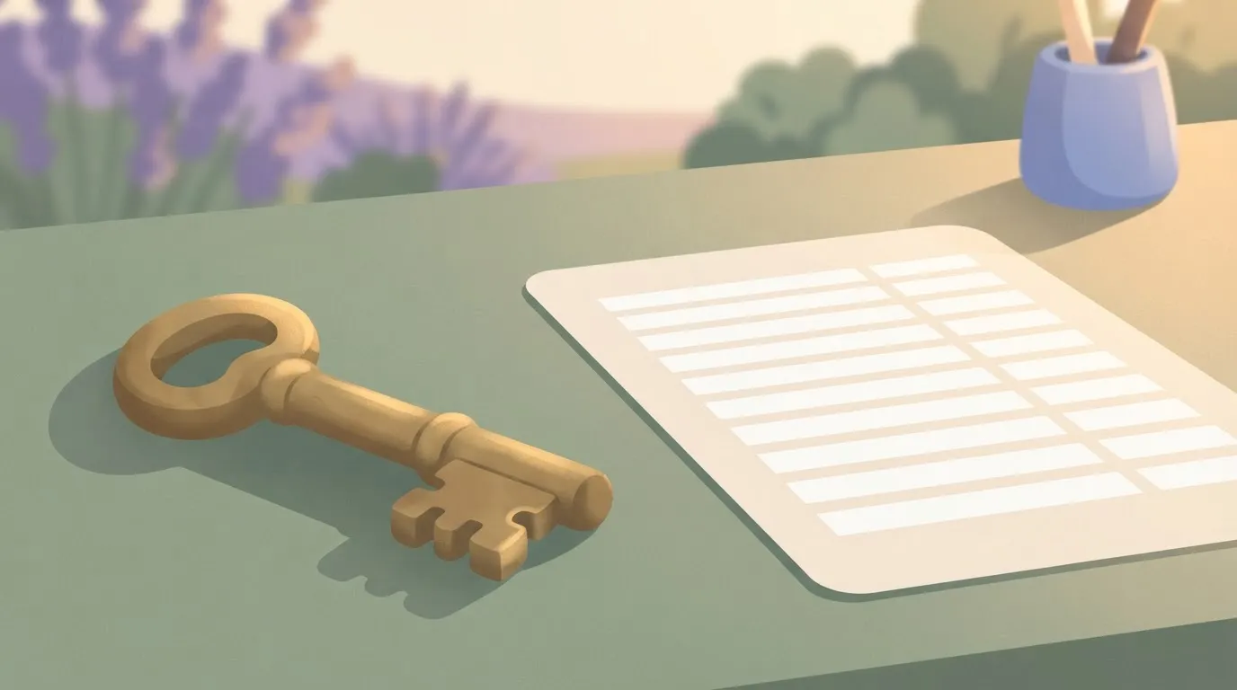 A solid key beside a blank price sheet