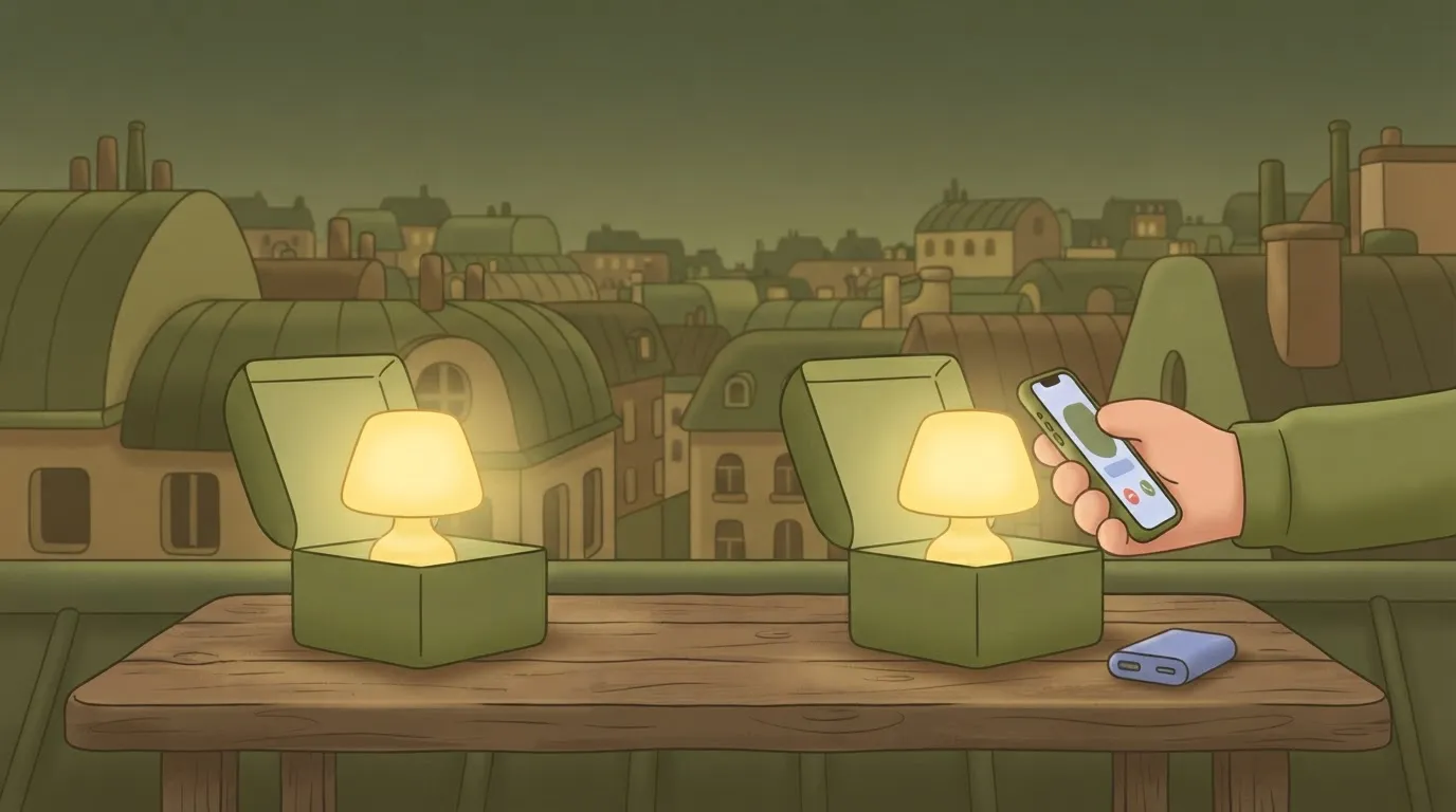 Two identical lit boxes, one forgotten behind the other