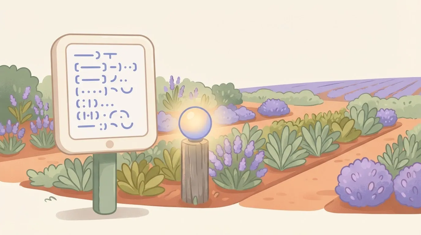 A computer screen displays a vertical list of short, rigid scripts represented by simple lines and brackets.