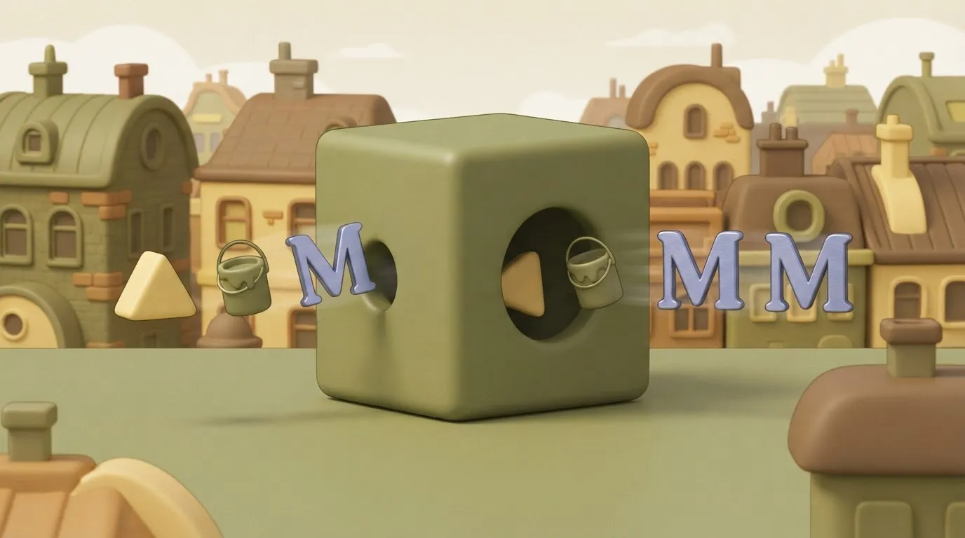 A large, solid cube with a circular opening.