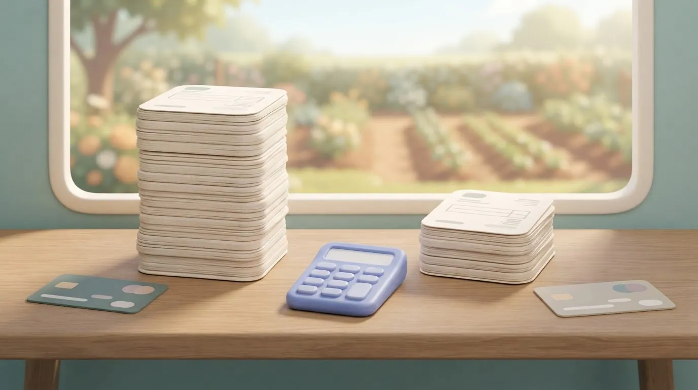 Two invoice stacks, one three times taller