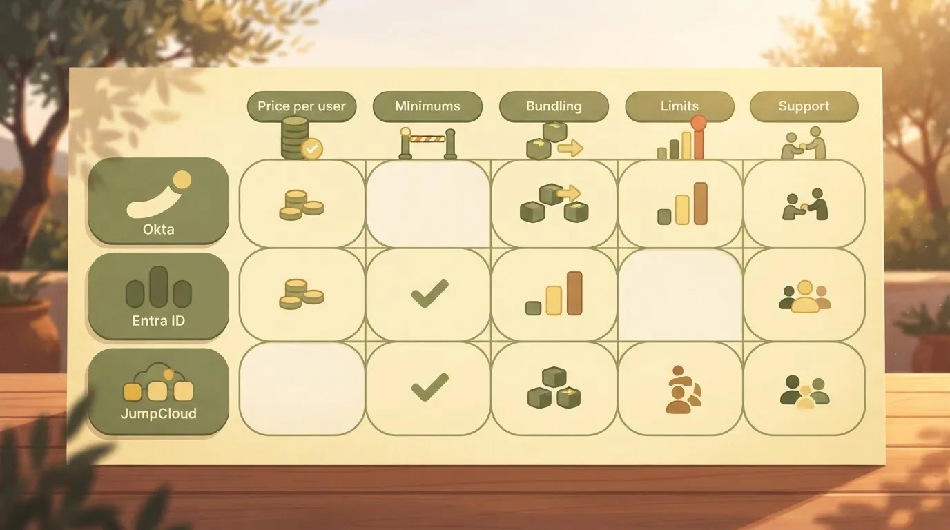 Comparison table with some empty cells