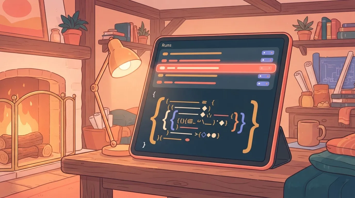 A simple list titled 'Runs' is displayed on a screen.