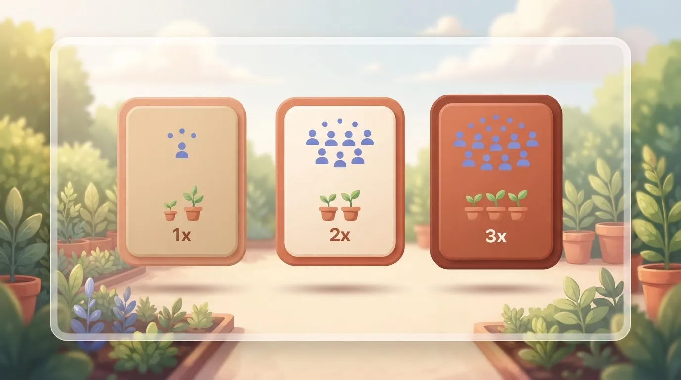 A digital screen displaying a row of three distinct cards representing the Free, Essentials, and Standard tiers.