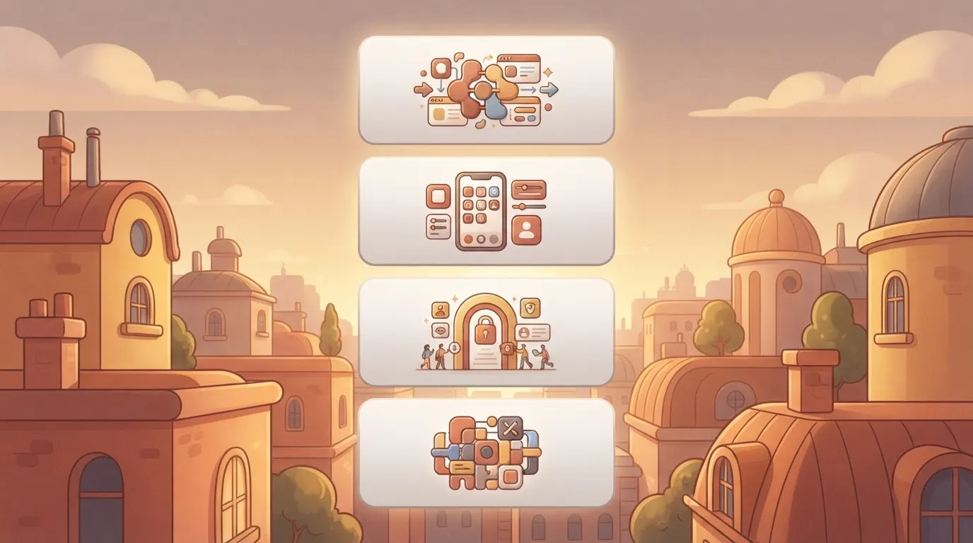 A vertical list of four rectangular cards, each representing a platform.
