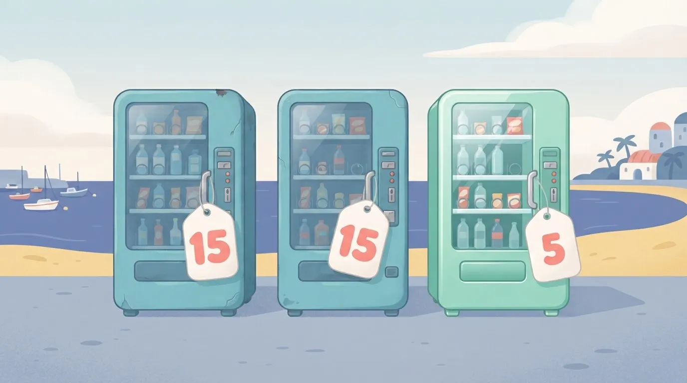 A row of three vending machines.