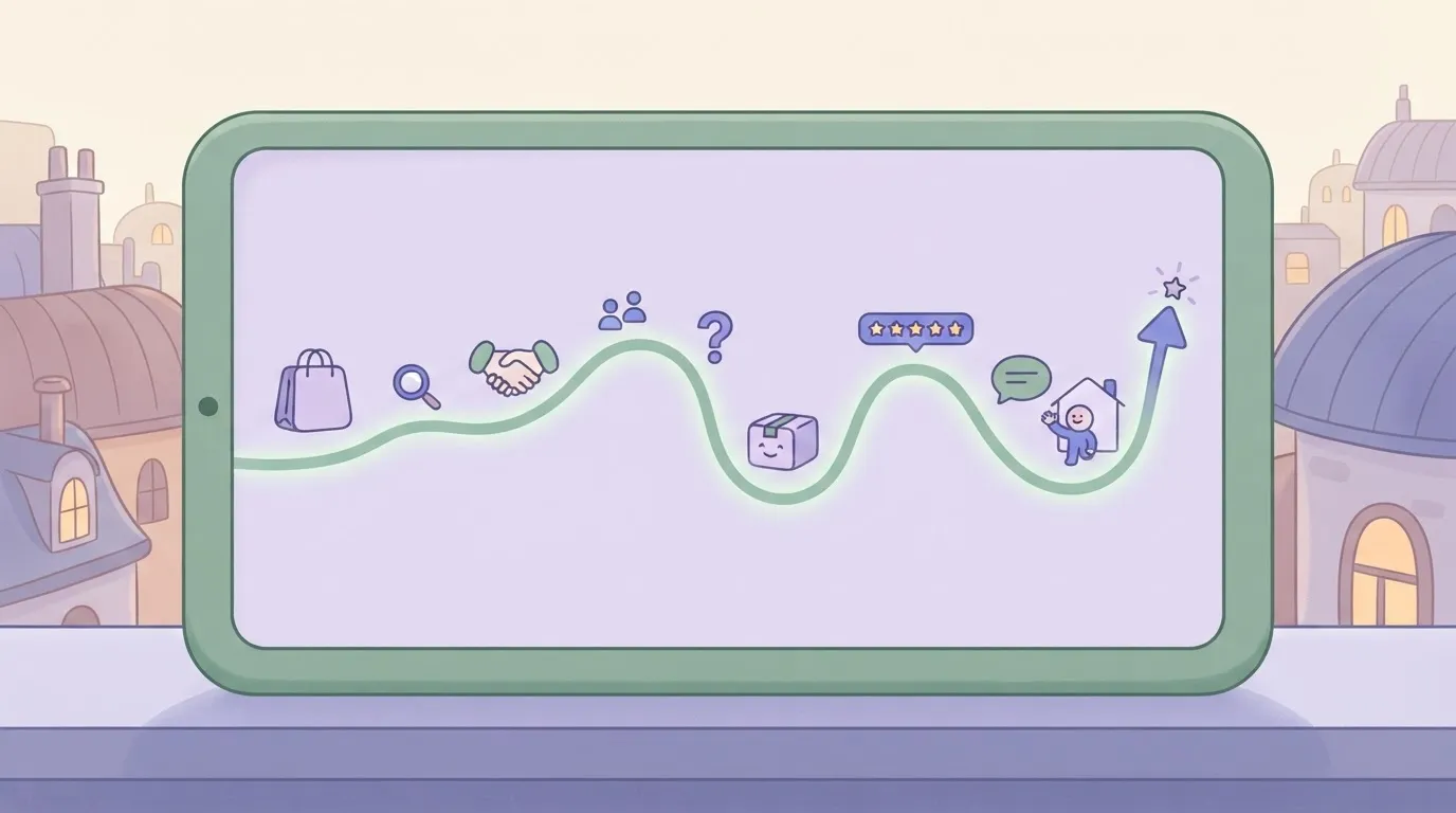 A horizontal timeline displayed on a screen, with a series of small, distinct data point icons spaced along the line to…