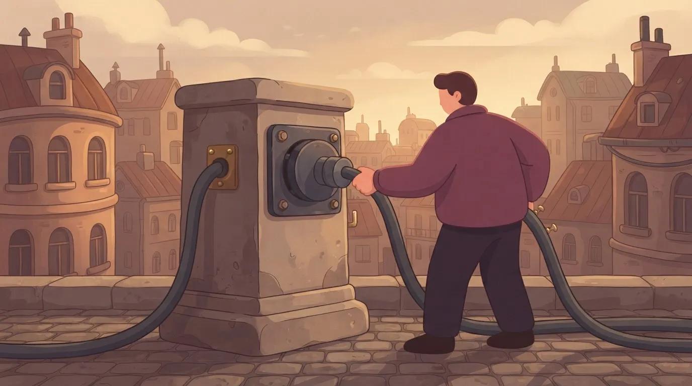 A person unplugs a large, heavy cable from a socket and immediately plugs in a different cable of the exact same size and…
