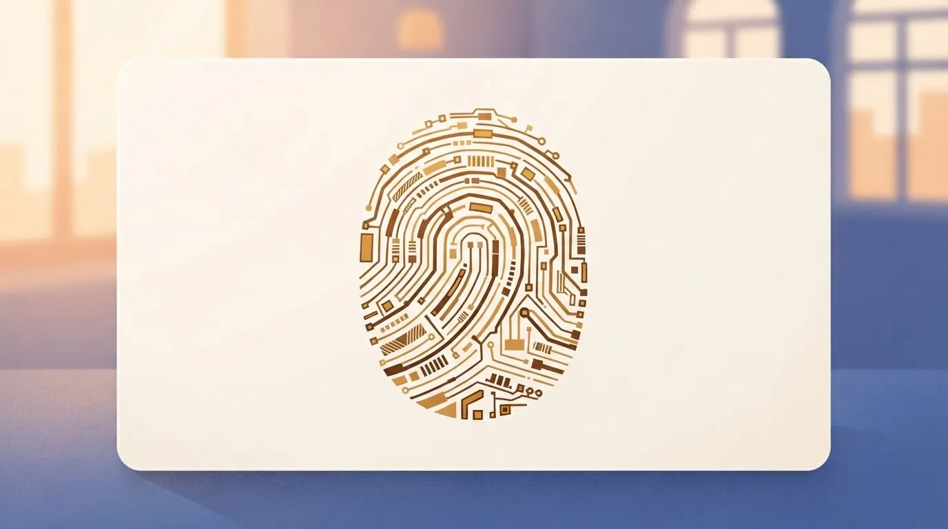 Paragraph 17: A single document page featuring a large, complex thumbprint icon made of digital circuitry lines in the…