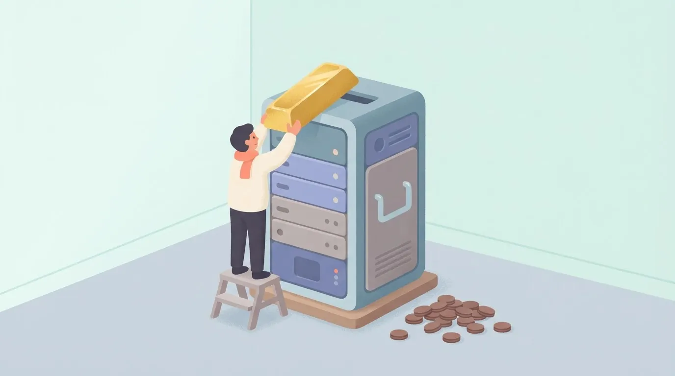 A large, heavy coin bank shaped like a server rack.