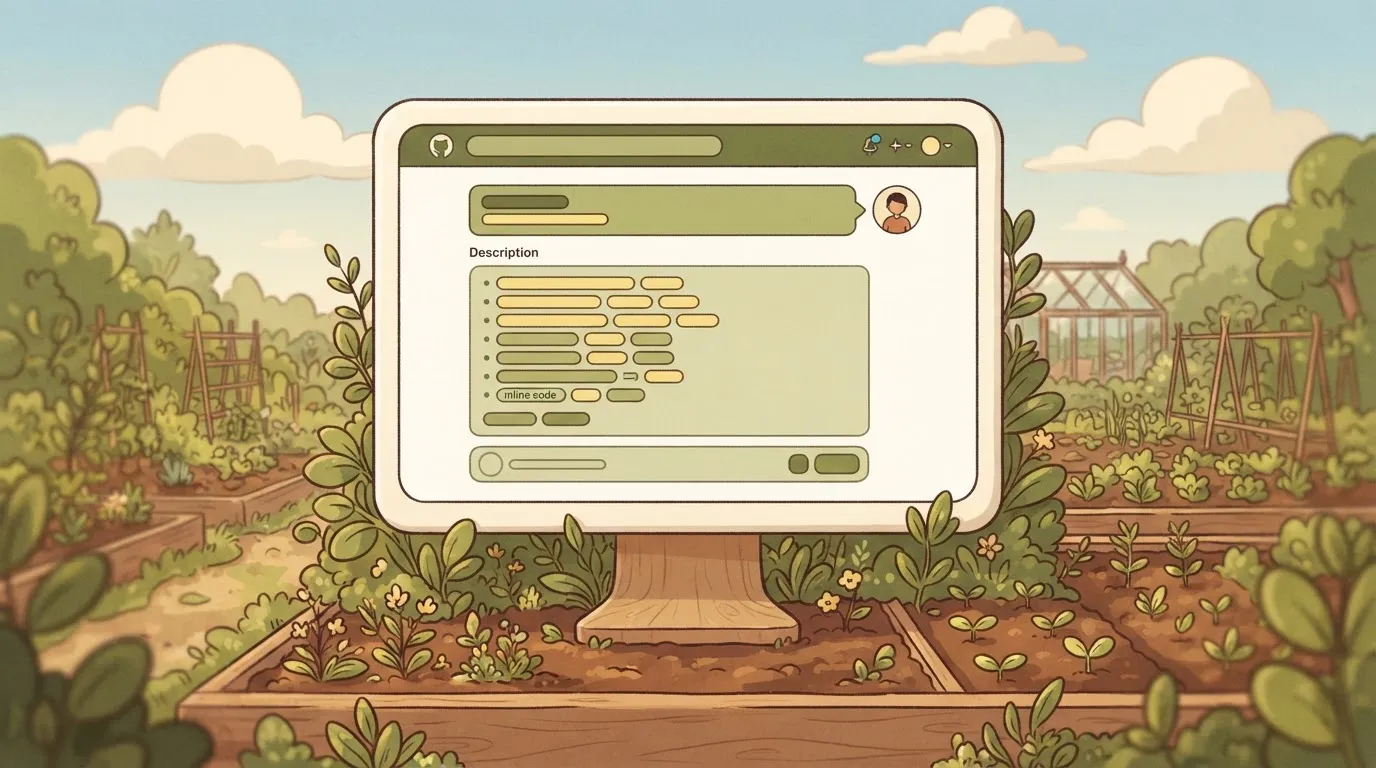 A GitHub issue page on a monitor, showing a list of environment variables and browser metadata in the description field.
