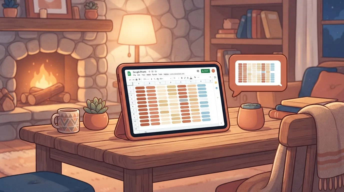 A visual representation of a spreadsheet in Google Sheets with rows of data, and a small Slack message bubble containing a…