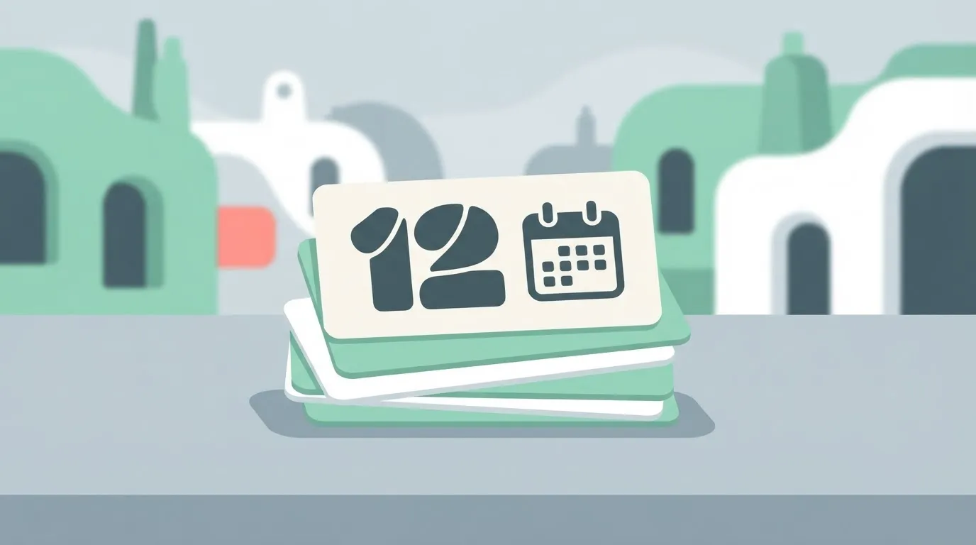 A small stack of five rectangular paper day passes rests on a flat surface, with the top pass showing a large, bold number…