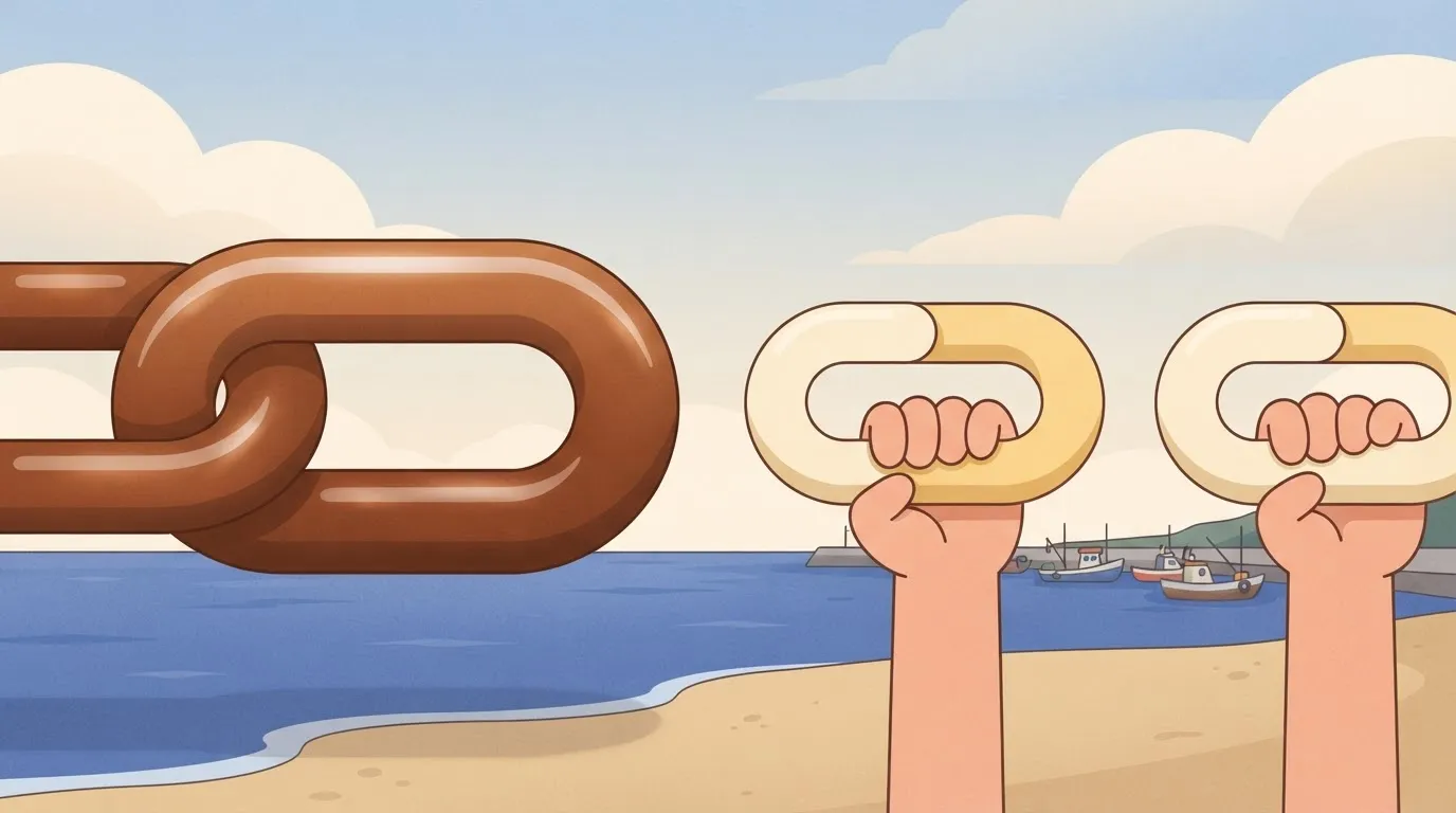 Chain with a perfect first link and a gap before the next