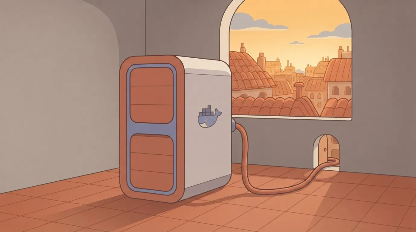 A single server rack stands alone inside a simple room.
