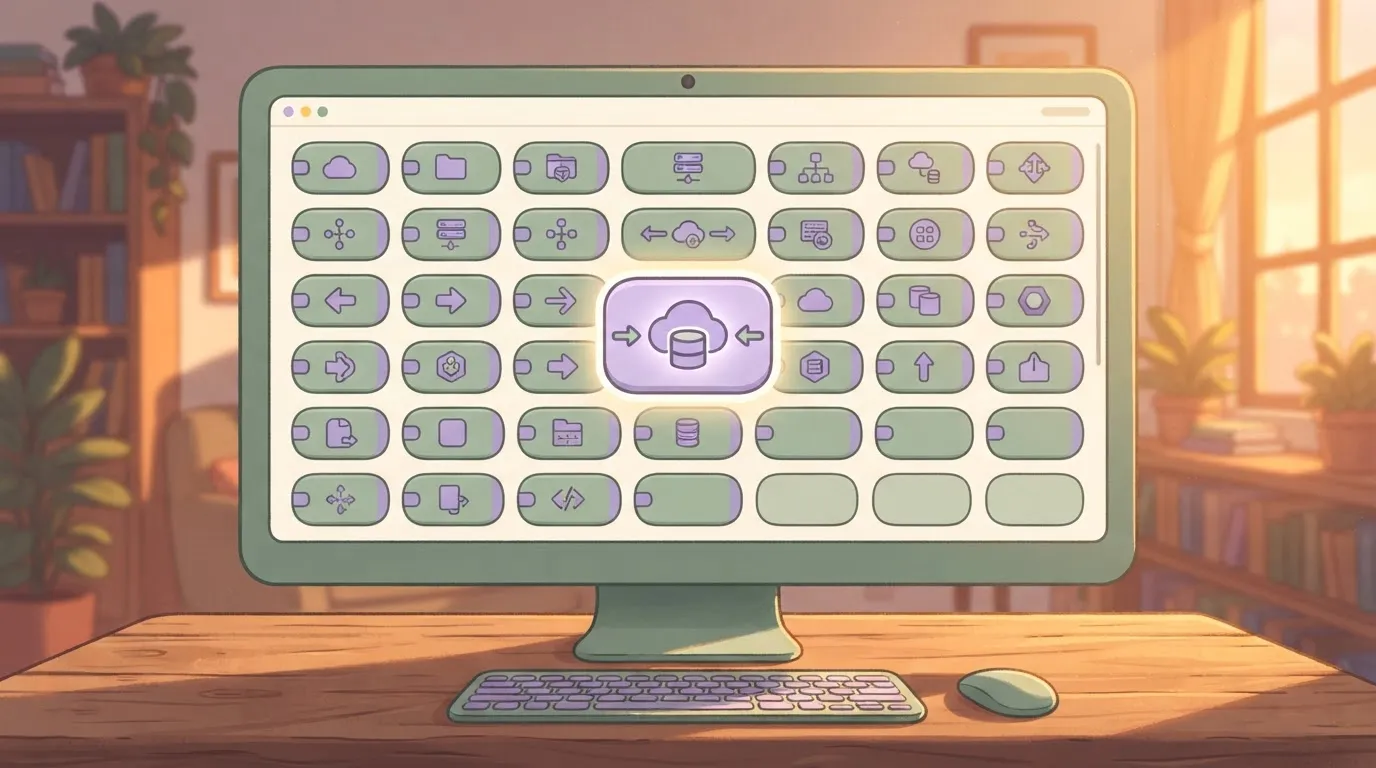 A detailed library of connectors shown as a grid of icons on a computer screen, specifically highlighting a rectangular…