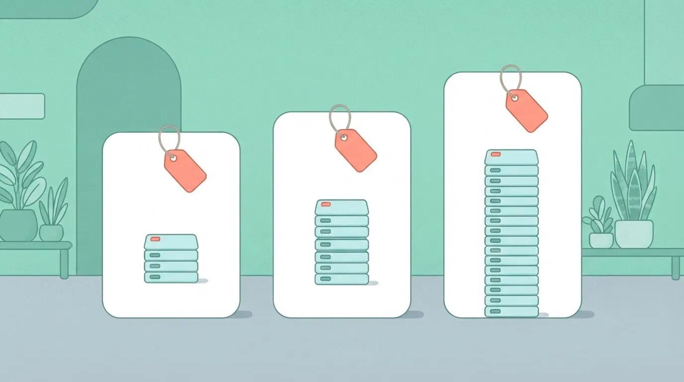 Three plan cards with growing stacks of credit tokens