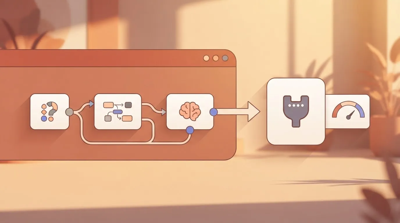 Visual workflow editor with agent boxes, API endpoint and usage meter