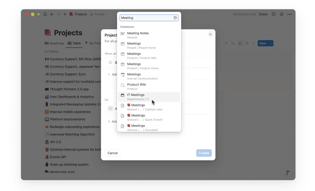 notion project kickoffs automation
