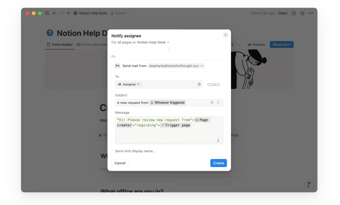 notion automatic email trigger