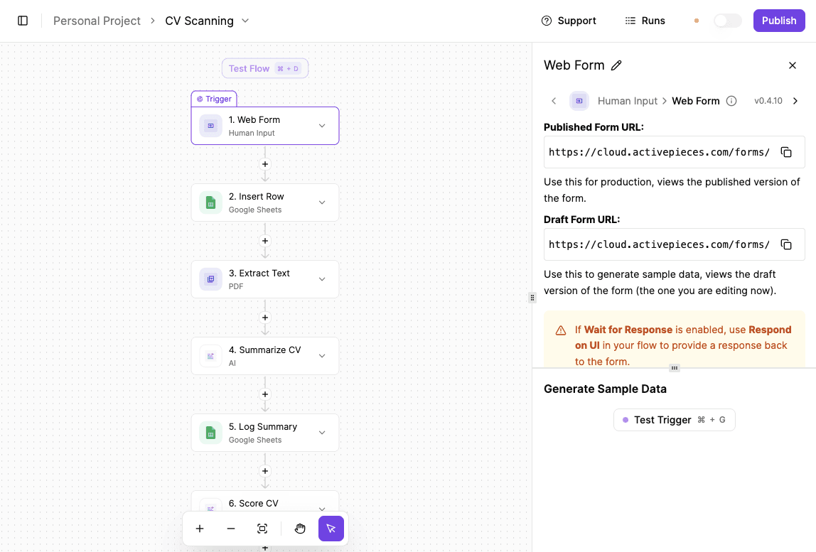 Candidate screening in Activepieces